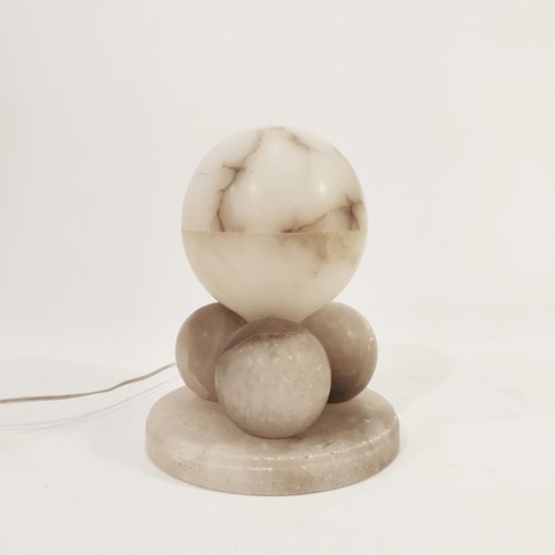Spanish Alabaster Cubist Table Lamp, 1950s for sale at Pamono