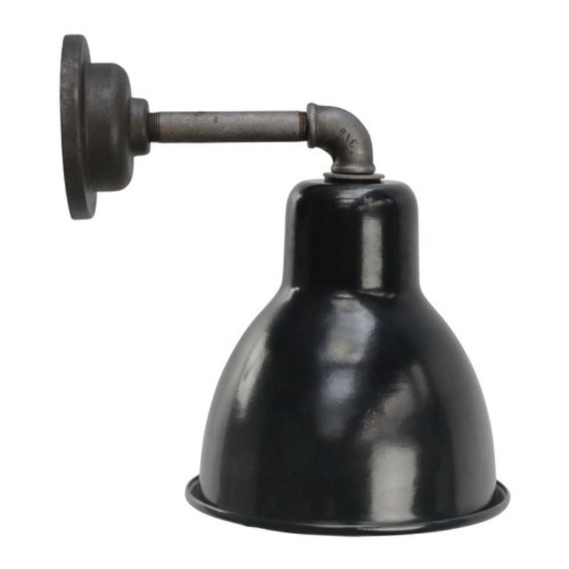 Vintage Industrial Black Enamel and Cast Iron Sconce for sale at Pamono