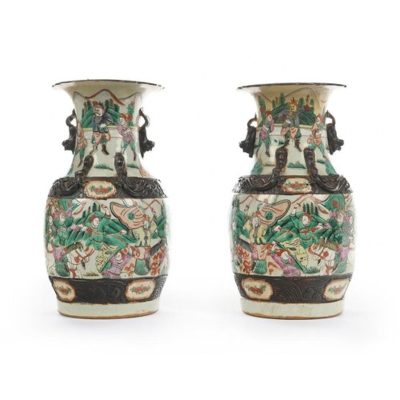 19th Century Chinese Nanjing Porcelain Vases, Set of 2 for sale at Pamono