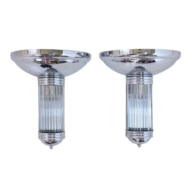 Art Deco Scones with Half Shells and Glass Rods, 1990s, Set of 2 for sale at Pamono