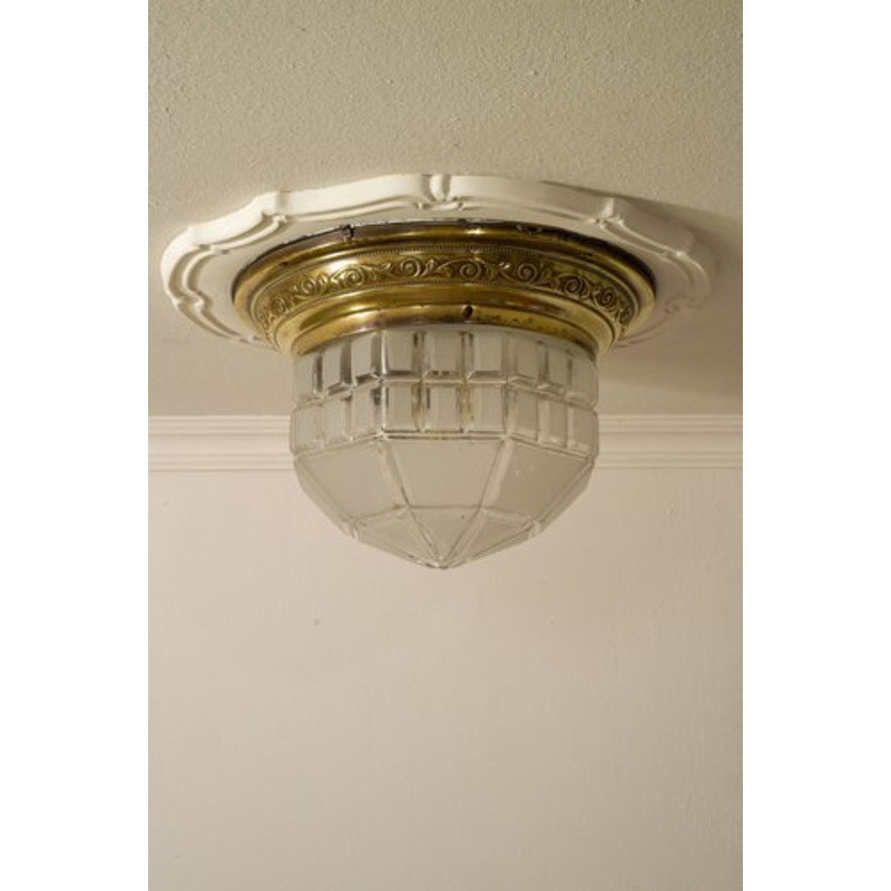 Art Nouveau Ceiling Light with Murano Glass Globe, 1890s for sale at Pamono