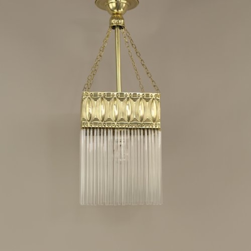 Art Nouveau French Hanging Lamp with Glass Rods, 1890s for sale at Pamono