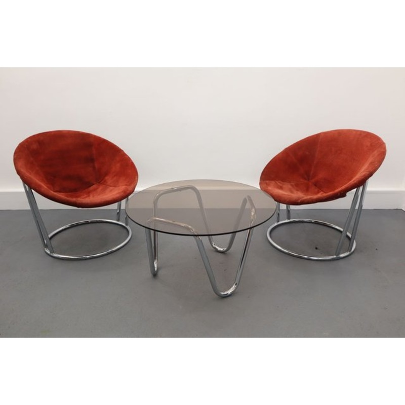 Coffee Table & Chairs Set by E. Lusch for Lusch & Co., 1960s, Set of 3 for sale at Pamono
