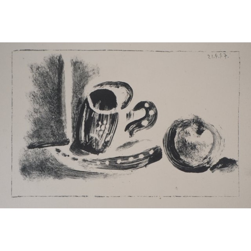 Cup and Apple Lithograph by Pablo Picasso, 1947 for sale at Pamono