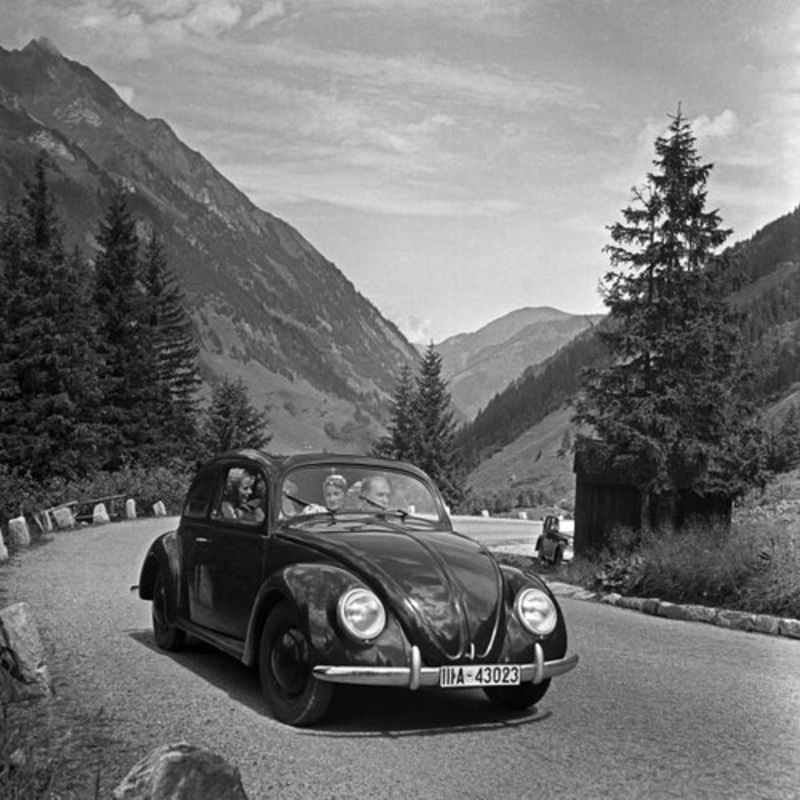 Exploring the Countryside in a Volkswagen Beetle, Germany, 1939, Photograph for sale at Pamono
