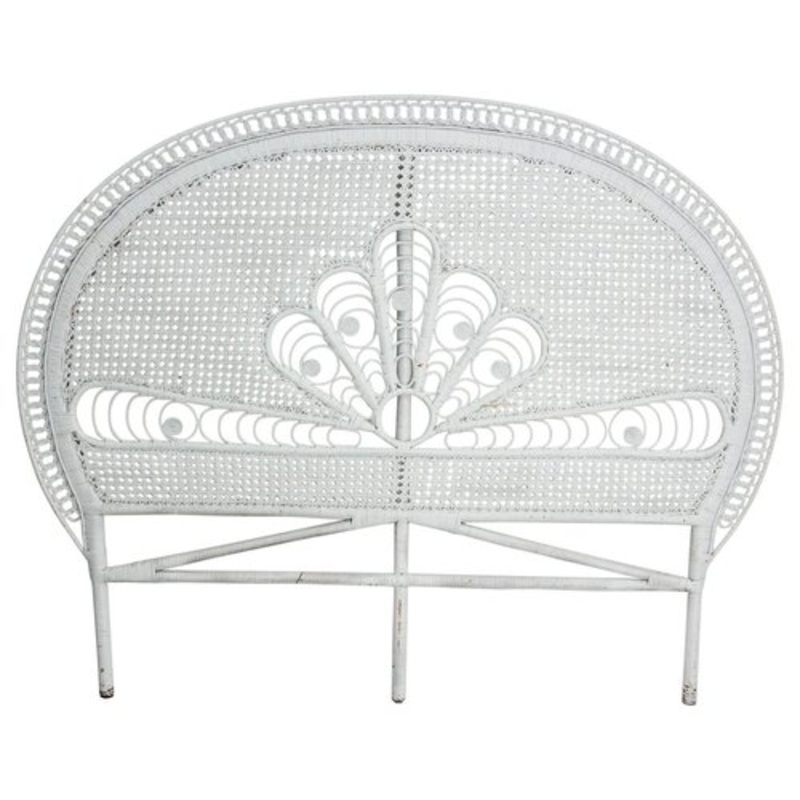 French Queen Size Headboard in Rattan and Wicker, 1960 for sale at Pamono
