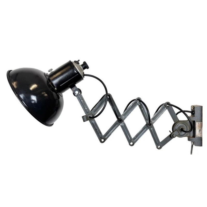 Industrial Black Enamel Scissor Wall Lamp, 1950s for sale at Pamono-CGF-2158060