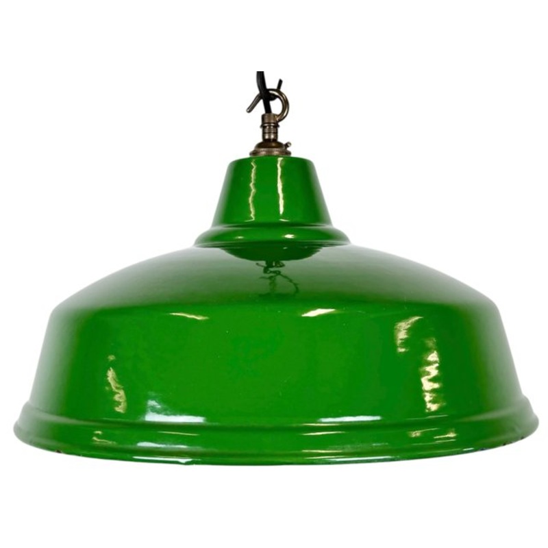 Industrial British Green Enamel Factory Pendant Lamp, 1960s for sale at Pamono-CGF-2157961
