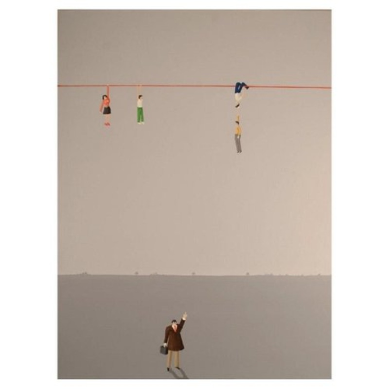 Jens Ulrich Petersen, Oil on Canvas, Men on String for sale at Pamono