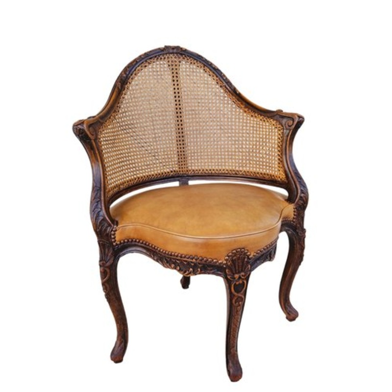 Large Louis XV Chair in Leather for sale at Pamono