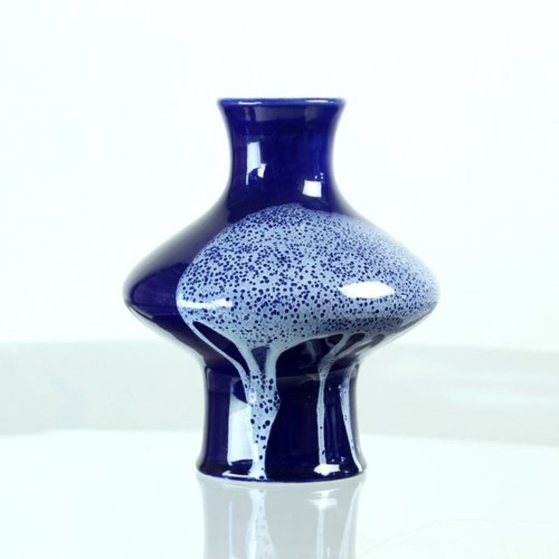 Mid-Century Blue Ceramic Vase, Former Czechoslovakia, 1960s for sale at Pamono