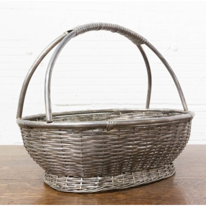 Mid-Century French Aluminium Basket Centerpiece for sale at Pamono