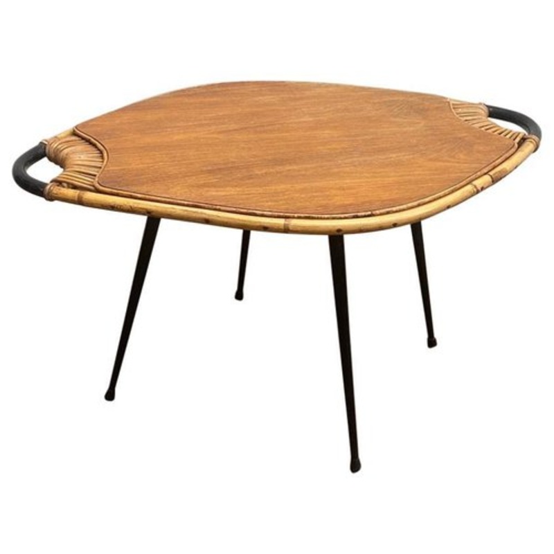 Mid-Century Lemon Shaped Bamboo Coffee Table for sale at Pamono