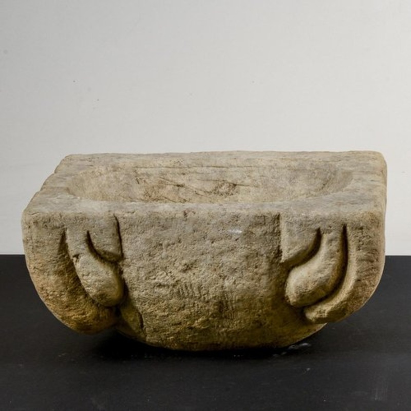 Mortar Tray in Hand-Worked Stone Container for sale at Pamono