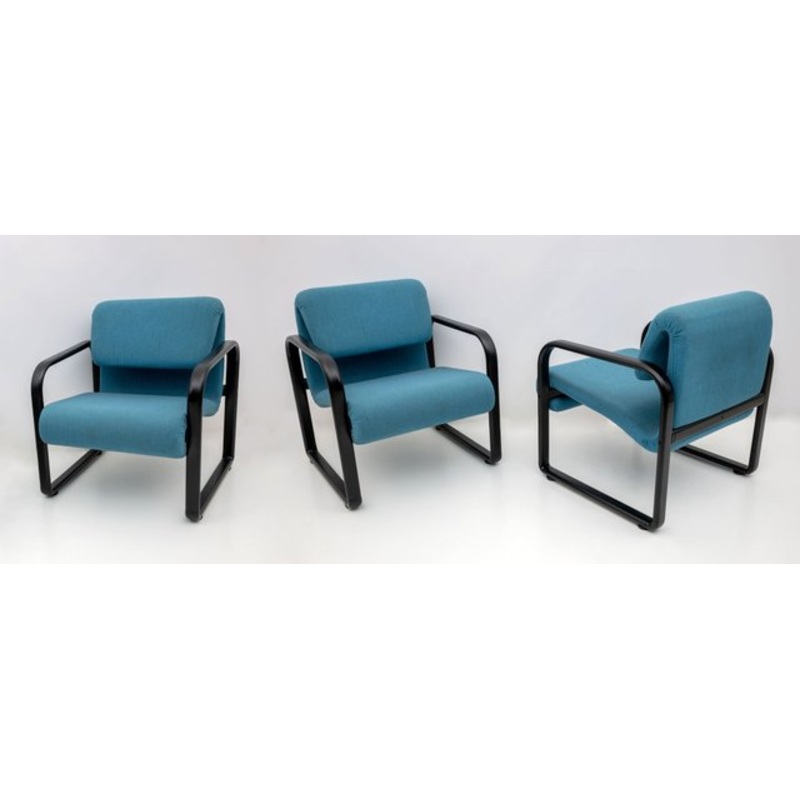 Post-Modern Italian Fabric and Metal Armchair attributed to Arflex, 1970s for sale at Pamono