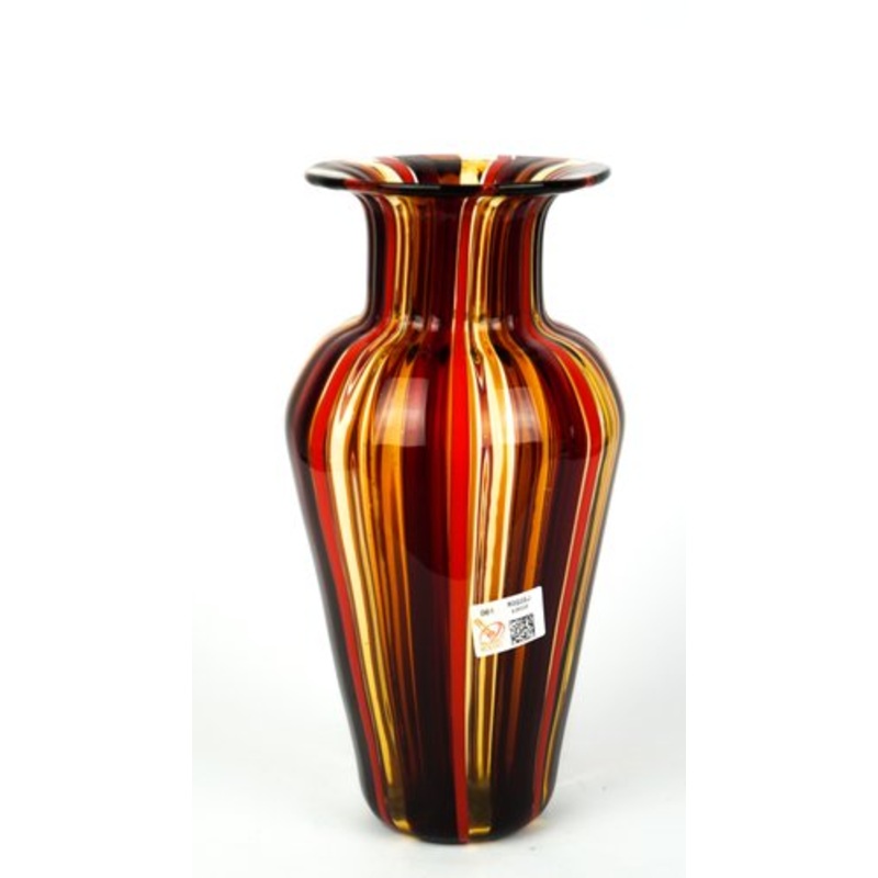 Red & Amber Blown Murano Glass Vase by Urban for Made Murano Glass, 2019 for sale at Pamono