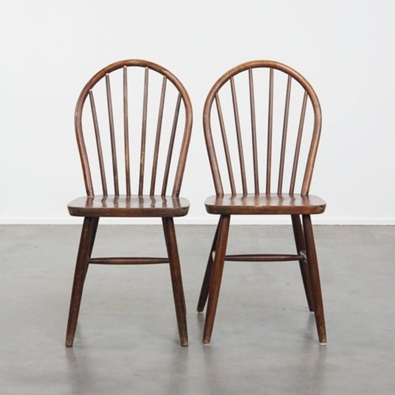 Set of Vintage Wooden Bar Windsor Chairs, 1970s for sale at Pamono