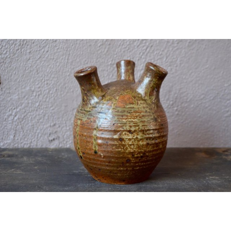 Stoneware Vase with Triple Neck by Andr Bodin for Bodin Andr, 1960s for sale at Pamono