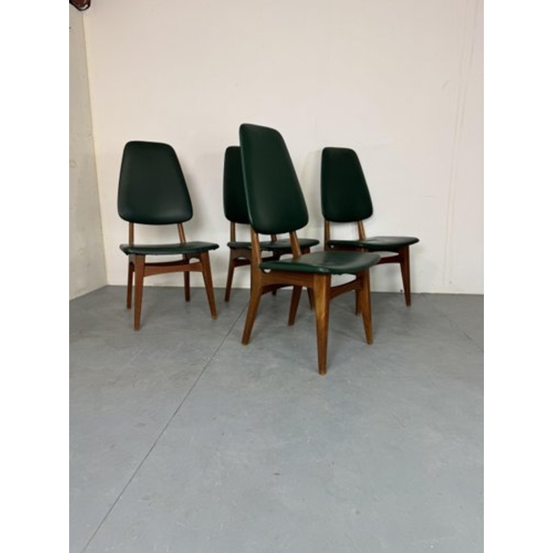 Vintage Danish High Back Teak Dining Chairs by Bruk Sorheim, 1960s, Set of 4 for sale at Pamono