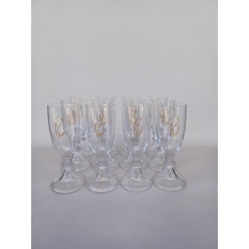 19th Century Champagne Flutes in Val Saint Lambert Crystal, Set of 12 for sale at Pamono