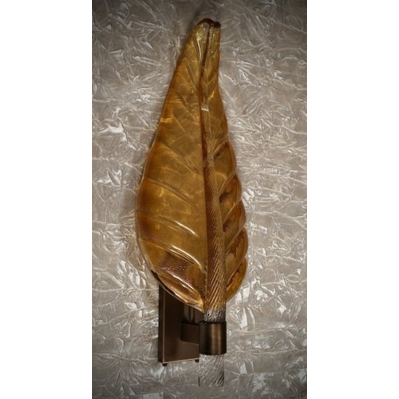 Amber Murano Glass Wall Sconce, 1980s for sale at Pamono