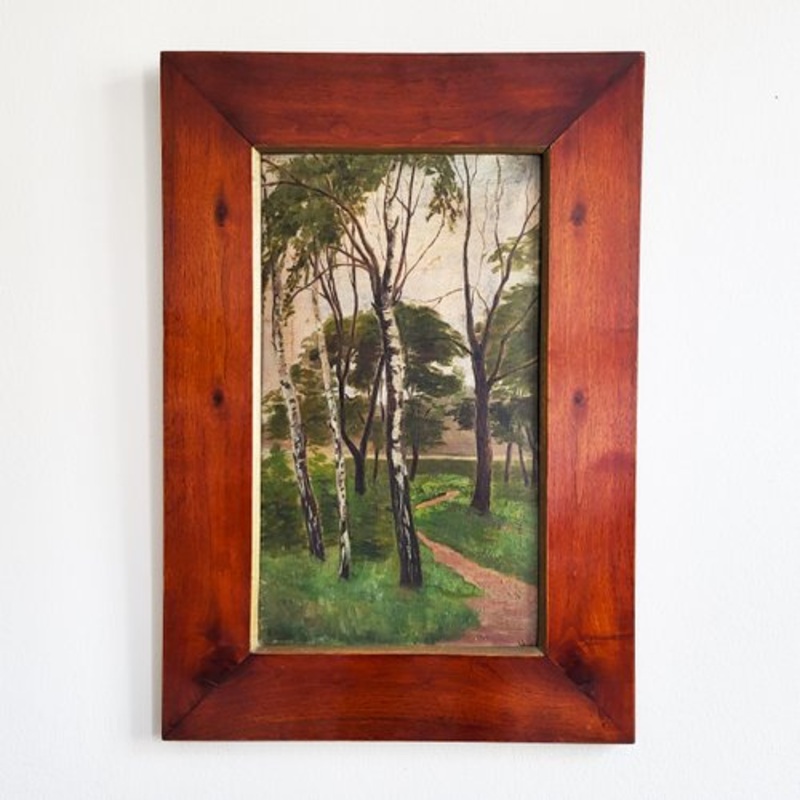 Art Nouveau Birch Trees, 19th Century, Oil Painting, Framed for sale at Pamono