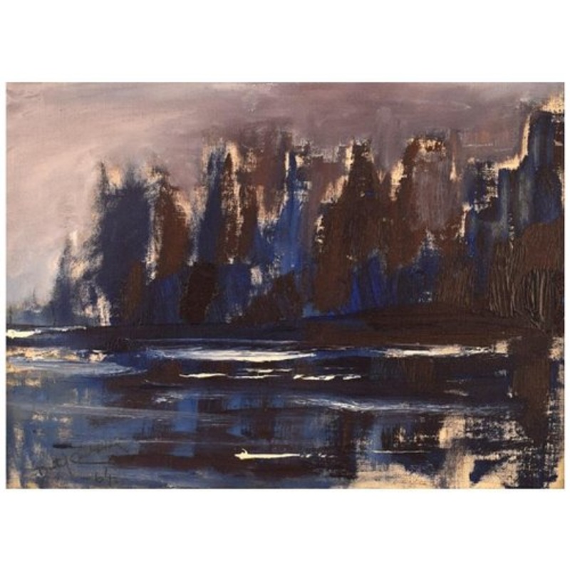 Bertil Carlsson, Sweden, Modernist Landscape, Oil on Board,1964 for sale at Pamono