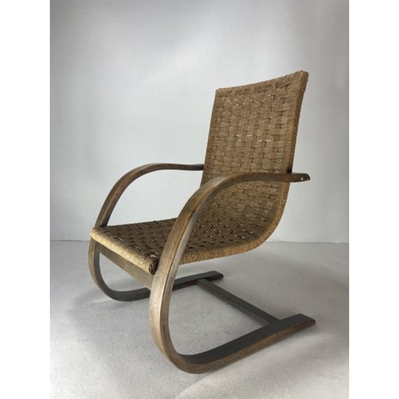 Cantilever Wicker Cord Chair, 1930s for sale at Pamono