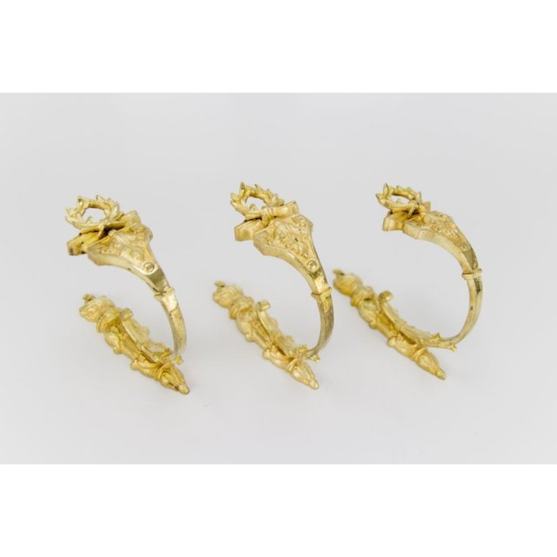 French Gilt Bronze Curtain Tiebacks or Curtain Holders, Set of 3 for sale at Pamono