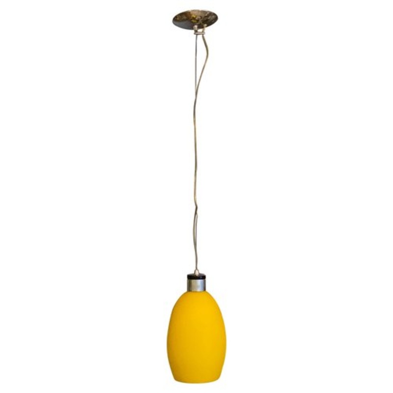 Metal Spot Monopunto Yellow Glass Pendant, Italy, 1980s for sale at Pamono