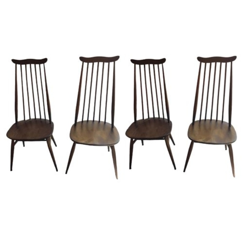 Mid-Century English Spindle Back Chairs by Lucian Ercolani for Ercol, Set of 4 for sale at Pamono