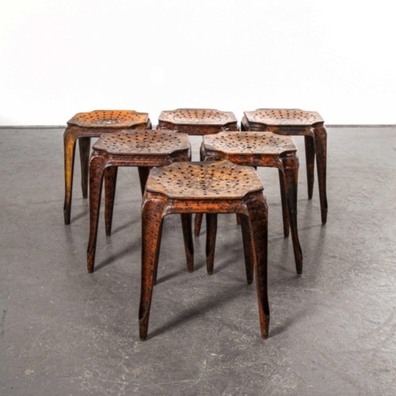 Multiples Stools from Tolix, 1940s, Set of 6 for sale at Pamono