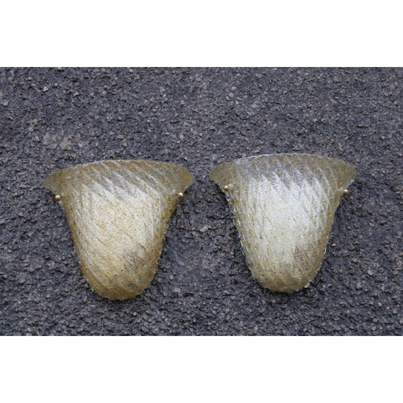 Murano Glass Sconces with Gold Powder, Italy, 1970, Set of 2 for sale at Pamono