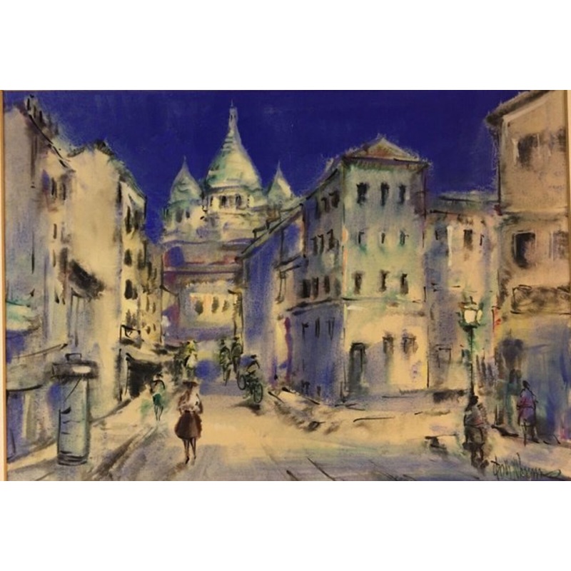 Paris Street Scene, Watercolor, 1960s for sale at Pamono