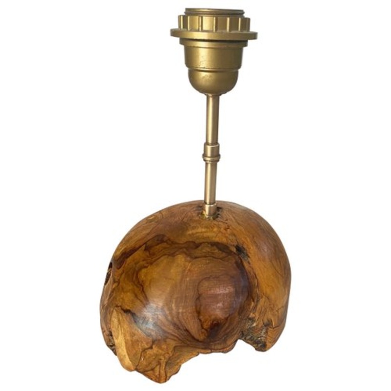 Sculptural Ceiling Lamp Carved in Olive Wood Block, France, 1950s for sale at Pamono