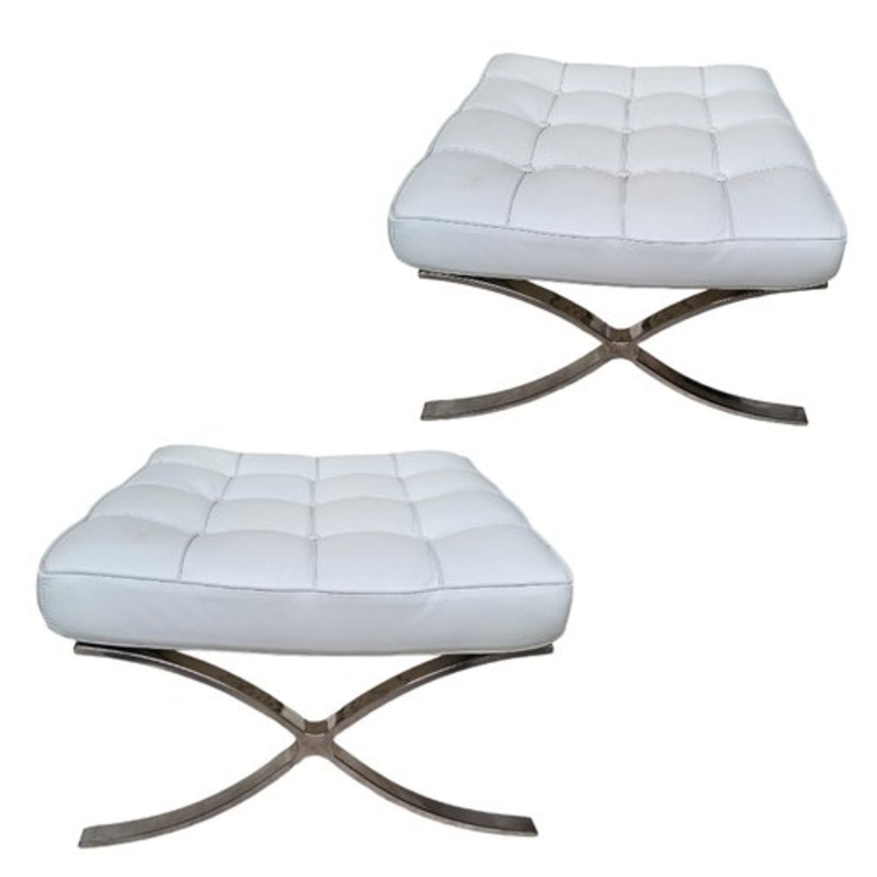 Set of Low Benches with Steel and Polypiel Structure for sale at Pamono