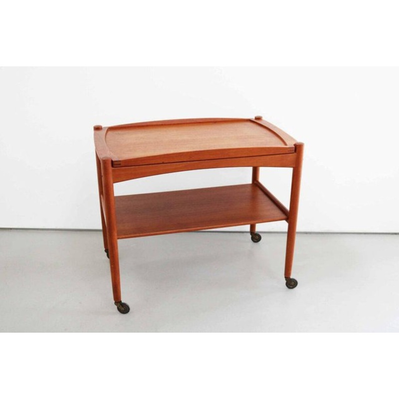 Teak Serving Trolley with Tray by Poul Hundevad, Denmark, 1960s for sale at Pamono