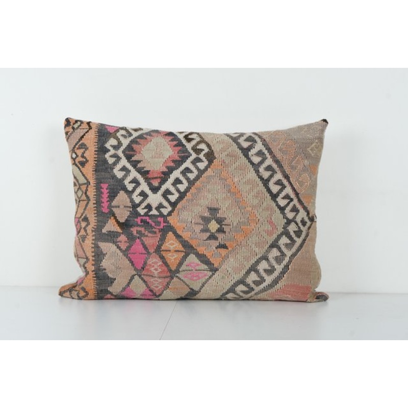 Vintage Turkish Kars Kilim Pink Cushion Cover for sale at Pamono