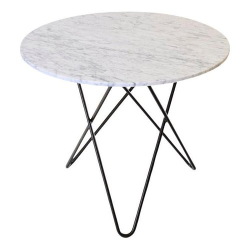 White Carrara Marble and Black Steel Dining O Table by OxDenmarq for sale at Pamono
