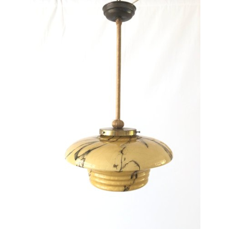 Art Deco Style Brown Glass Ceiling Lamp, Germany, 1950s for sale at Pamono