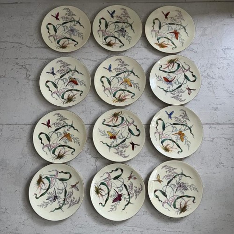 Butterfly Plates by James Green & Nephew, Set of 12 for sale at Pamono