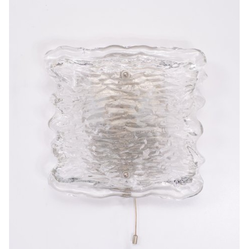 Crystal Wall Light with Glass Shade from Peill & Putzler, Germany, 1960s for sale at Pamono