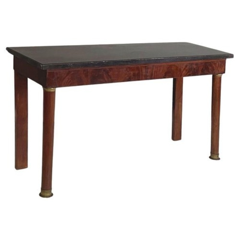 Empire Italian Console Table in Black Marble and Walnut Wood, 1820s for sale at Pamono