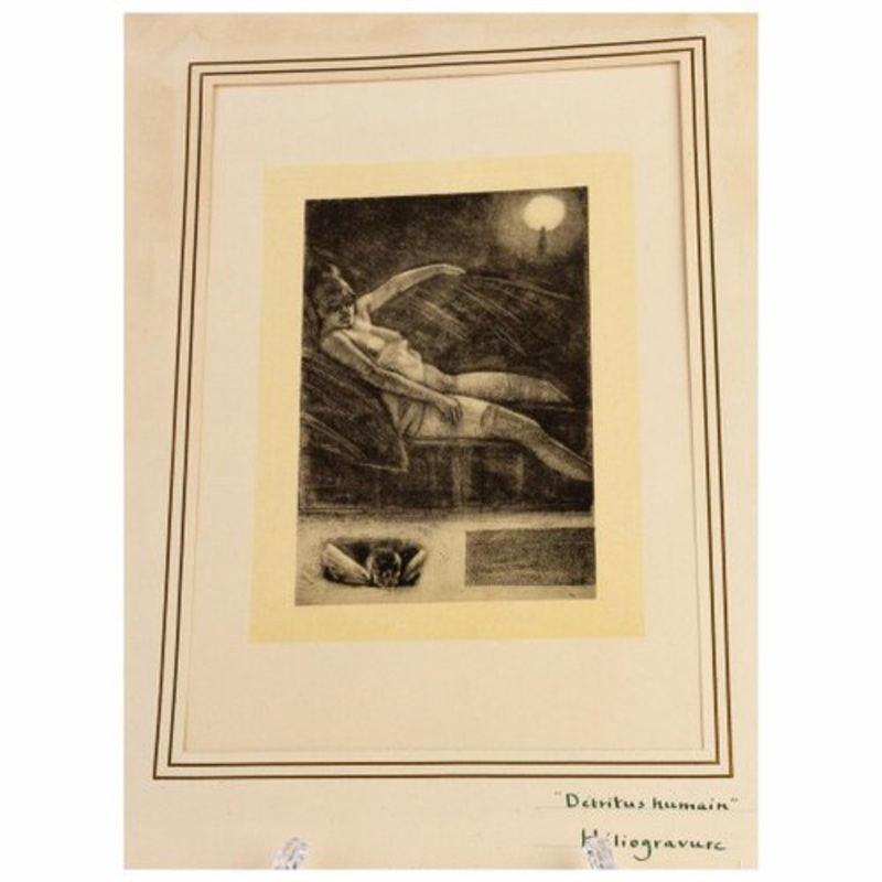 Felicien Rops, Human Detritus, Original Etching, 19th Century for sale at Pamono