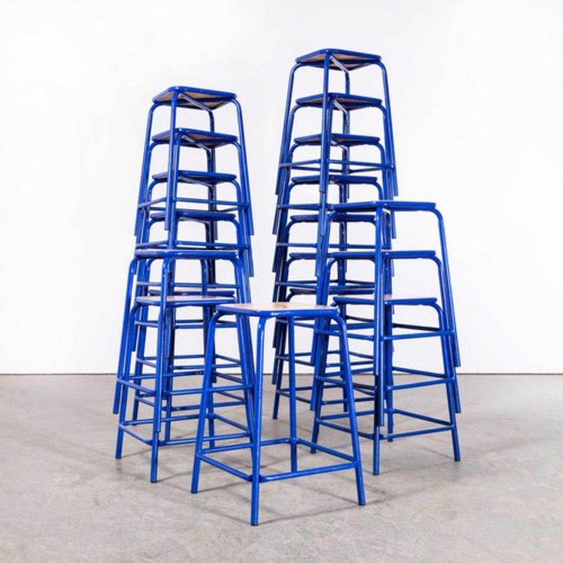 French Bright Blue Laboratory Stool, 1970s for sale at Pamono