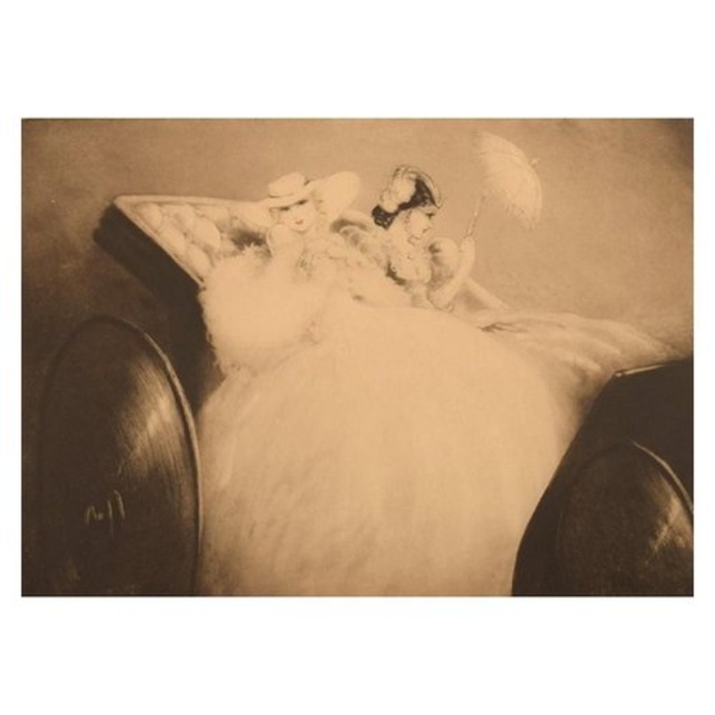 Louis Icart, Etching on Paper, Two Young Women, 1920s for sale at Pamono