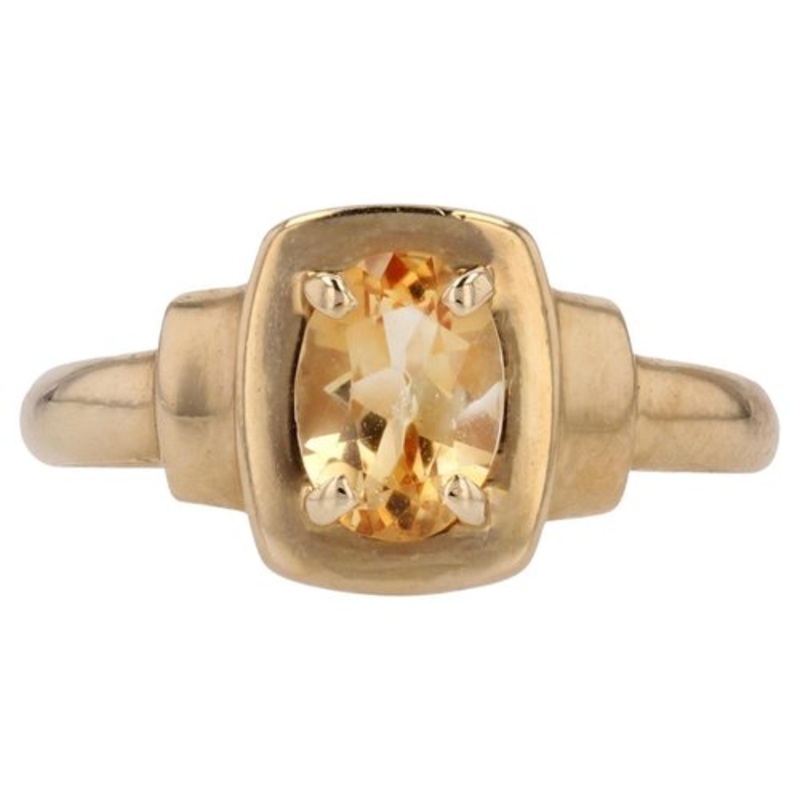 Modern Citrine 18 Karat Yellow Gold Rectangular Ring for sale at Pamono