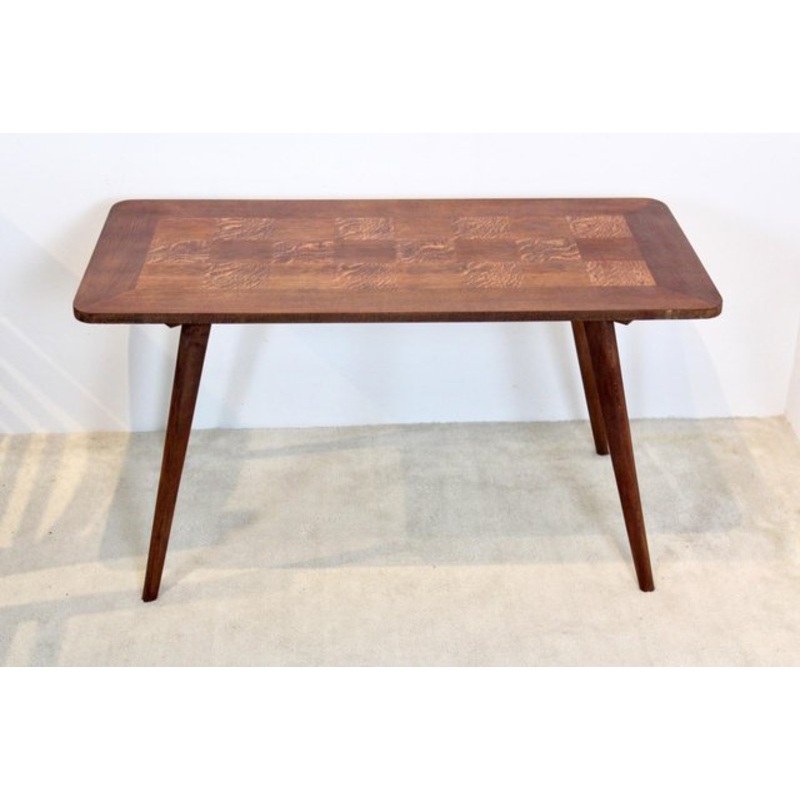 Oak Wood Coffee Table with Veneer Inlay, 1960s for sale at Pamono