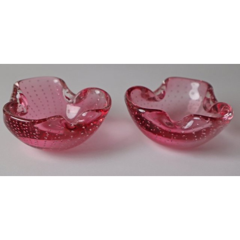 Pink Murano Glass Bowls or Ashtrays, Set of 2 for sale at Pamono