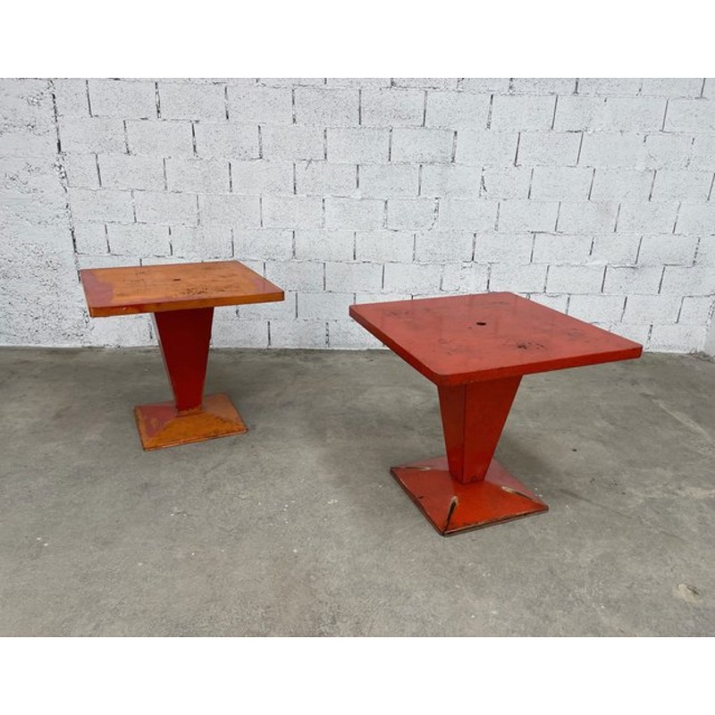 Red Kub Tables from Tolix, 1950s, Set of 2 for sale at Pamono